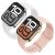 Silicone Apple Watch Band for 38mm, 40mm, 41mm - White & Pink - 2 Pack